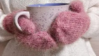 Варежки спицами сразу две. Индийский клин. Мастер класс.