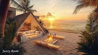 Cozy Autumn Seaside Ambience with Relaxing Bossa Nova Jazz & Fireplace for Good Mood