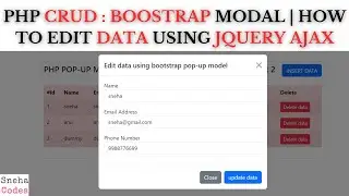 PHP CRUD-4:(Bootstrap pop-up modal) - How to Edit data using JQUERY AJAX