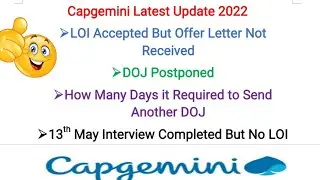 Capgemini DOJ Released 2022||Capgemini New DOJ||LOI Accepted but Offer Letter Not Received 2022