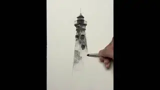 How to Draw a Lighthouse with Pencil |  Easy Step by Step Charcoal Art Tutorial for Beginners