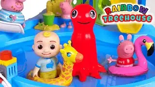 Cocomelon Friends visit a Water Park with Peppa Pig