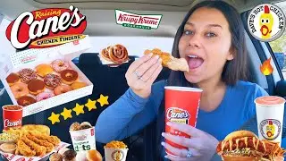 I Ate At POPULAR Places I've NEVER Tried for 24 HOURS! Raising Cane's, Dave's Hot Chicken & More!