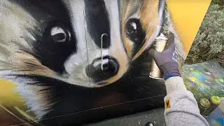 Spray Painting a Badger on an Electric Box (Full Process)