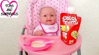 Baby Doll Breakfast Eating Baby food Yoghurt