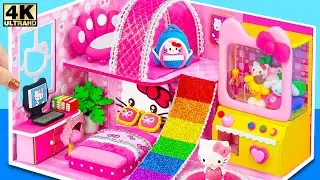 How To Make Hello Kitty House with Rainbow Slide, Claw Machine from Cardboard ❤️ DIY Miniature House