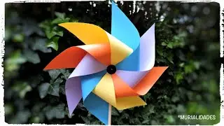 CÓMO HACER MOLINO DE VIENTO DE PAPEL MULTICOLOR - SUPER FÁCIL Y RAPIDO 😍