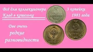 3 копейки 1981 г и её редкая разновидность, перепутка.