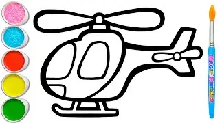 Helicopter Drawing, Painting & Coloring for Kids and Toddlers | Easy Drawing Tips #148