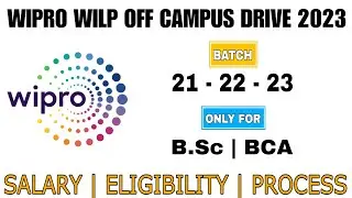 Wipro WILP 2023 for Freshers B.Sc/BCA graduates | 2021,2022 & 2023 Batch | Across India