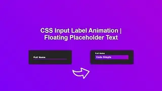 CSS Input Label Animation | Floating Placeholder Text