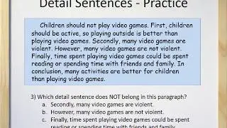 Paragraphs (Part III) - Detail Sentences