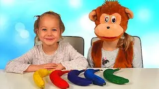 Funny monkey learn colors and numbers  with bananas video for kids