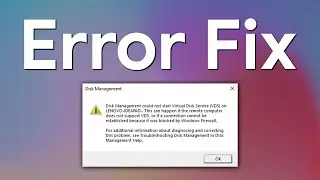 Disk Management Could Not Start Virtual Disk Service (VDS) Error Fix | Cant Open Disk Management