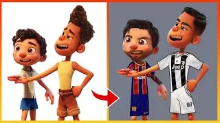 Luca x Alberto Glow Up into Messi x Cristiano Ronaldo - Luca Pixar Disney Cartoon Art #3