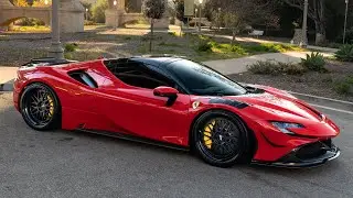 Wow! Rosso Ferrari SF90 Spider Full Carbon Fiber Body Kit & BBS LM's.