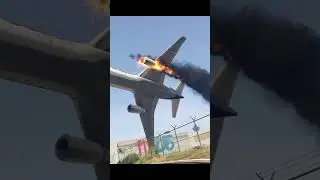 Wing Of Cargo Airplane Strike With Crane&Plane Went For Emergency Landing to the Airport immediately