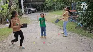 Ball challenge of three sisters - Fun outdoors game