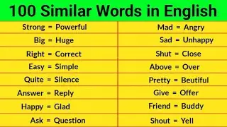 100 Similar Words | Similar Words in English | Similar Words 100 | Synonyms Words