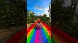 Yo someone really said: Rainbow road world record. Legends 🙌  #Insta360 #slide #themepark #shorts