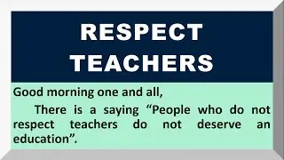 Speech on Respect Teachers in English | Essay on Respect Teachers in English