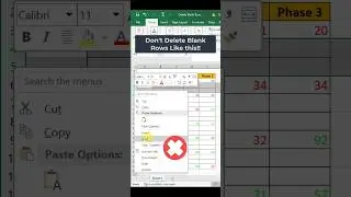 Excel Trick 11:  Delete Blank rows #excel #exceltipsandtricks  #shorts #shortsfeed #trending #tricks