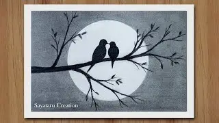 How to draw scenery of moonlight with pencil step by step, Pencil Drawing for beginners