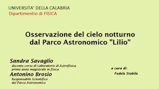 Lezione sull'osservazione del cielo notturno dal Parco Astronomico "Lilio"