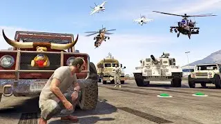 تحدي العيش 24 ساعة داخل القاعدة العسكرية في جي تي أي 5 | GTA V 24H Military Base Challenge