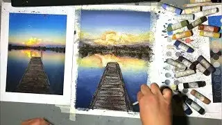 Soft Pastel Lesson -Landscape Techniques - Lake & Dock Sunset