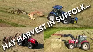 4Kᵁᴴᴰ Hay harvest 2023 - Baling. New Holland Sperry 945 small baler & Cook sledge. Kuhn Rake MF 7495