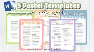 MS Word Pastel Templates for Digital note taking, aesthetic, ol class activity, how I take notes 📝