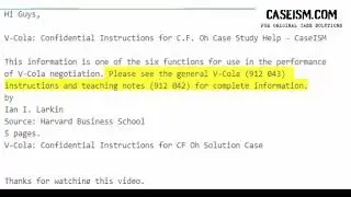 V-Cola: Confidential Instructions for C.F. Oh Case Study Help - Caseism.com