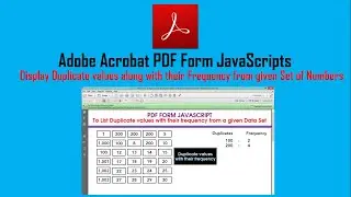 PDF Form JavaScript to find Duplicate value with their frequency from a given Set of Numbers / Data