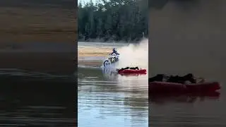 Dirt biker wakes up guy sleeping on the lake! 😮🤣  -  🎥 etanowen