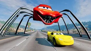 Epic Escape From The Lightning McQueen Head Eater | Car VS Lightning McQueen Head Eater BeamNG.Drive