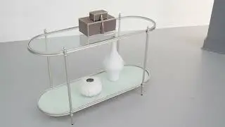 Champagne Silver Metal & Glass Sofa Table, by iNSPIRE Q