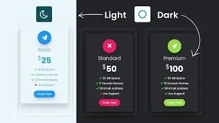 How To Toggle Between Dark and Light Mode | Responsive Pricing Table with CSS & Javascript