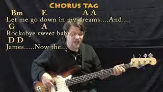 Sweet Baby James (James Taylor) Bass Guitar Cover Lesson in D with Chords/Lyrics