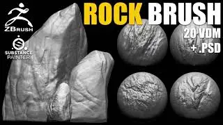 ZBrush Rock Brushes. How to sculpting rock, stone in ZBrush.