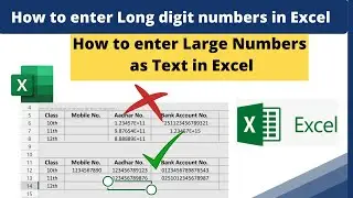 How to Enter long digit Numbers In Excel || enter 0 before number in Excel || large numbers in excel