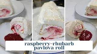 Raspberry - Rhubarb Pavlova Roll