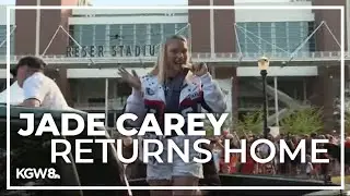 Corvallis welcomes Jade Carey back home with parade, block party