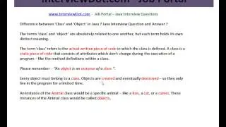 Difference between class and object in Java