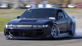 (4k RAW) SR20DET 1992 Nissan 240SX S13 Coupe SLAMMED Drifting at Affinity Circuit