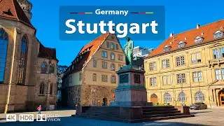 Stuttgart, Germany 🇩🇪 Amazing City Walking Tour ☀️ 4K 60fps HDR | A Sunny Day Walk, 2023