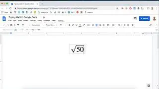 Typing Square Roots in Google Docs