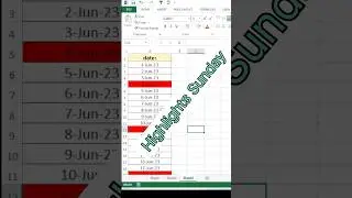 automatically Highlight Sunday Dates in Excel | Conditional Formatting Tutorial #shorts