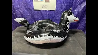 Playing With Fire And Inflatables Popping Husky Ring Big Blow Out Dog Inflatable