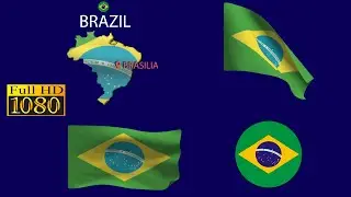 Brazil Countri Map & Flag Collection